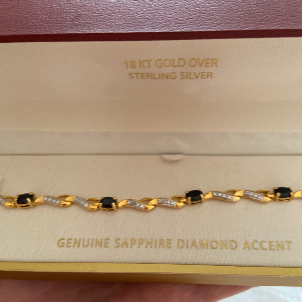 GENUINE SAPPHIRE DIAMOND ACCENT BRACELET